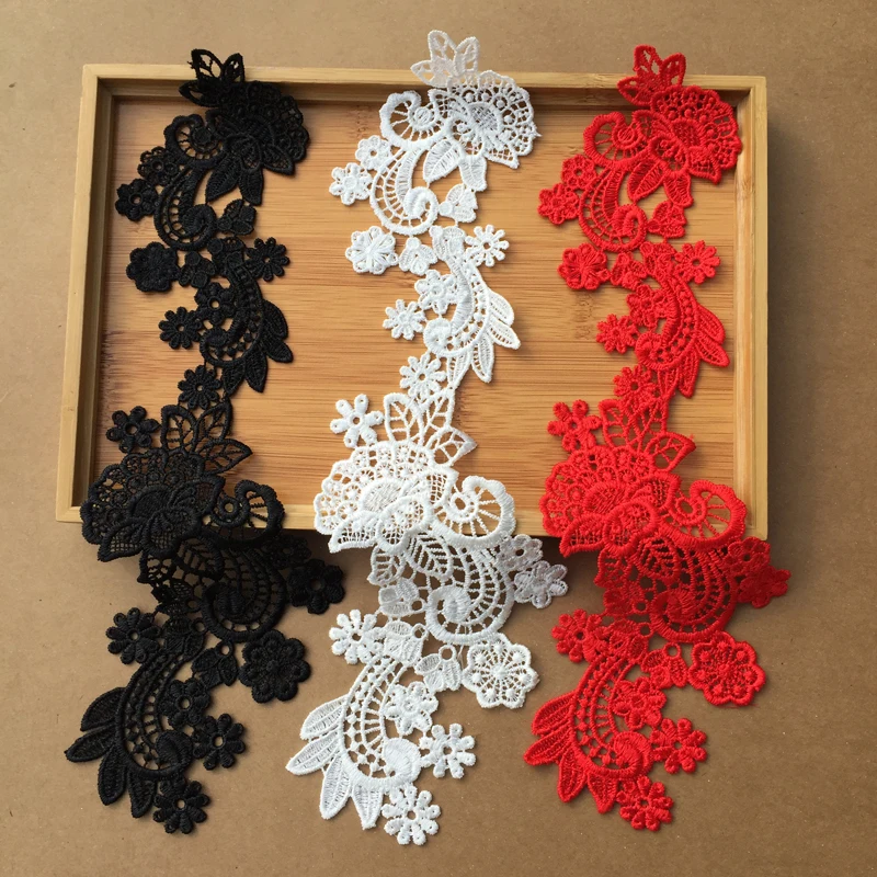 10 Piece/5 Pairs 3 Colors White Black Red Venise Polyester Lace Applique Trim Wedding Dress Sewing Lace 32.5*11cm
10 Piece/5 Pairs 3 Colors White Black Red Venise Polyester Lace Applique Trim Wedding Dress Sewing Lace 32.5*11cm
