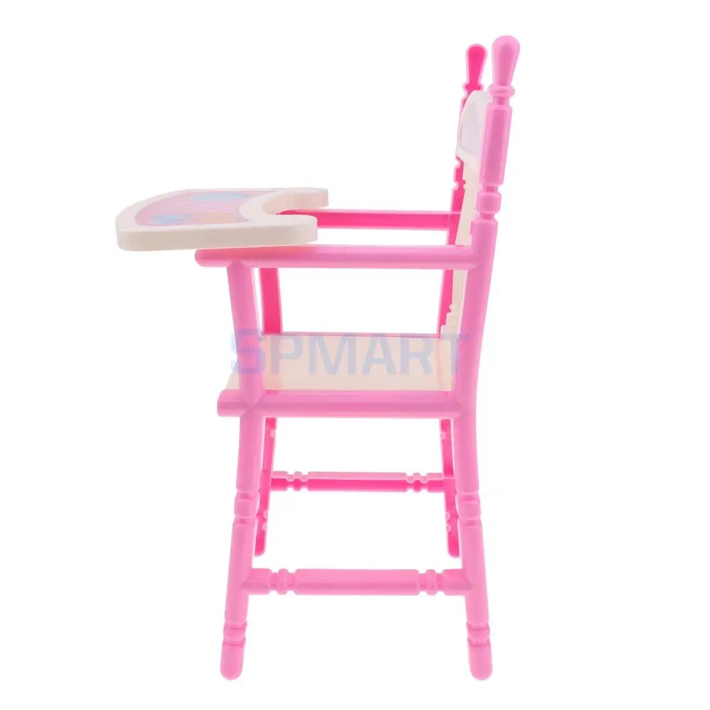 Pink Toddler Dining Chair Baby Doll High Chair Model for Reborn Girl Dolls Accessory Dollhouse Furniture Decor Toy