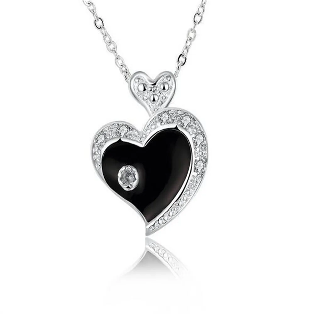 925 Sterling Silver Necklace Black Ceramic Romantic Heart Pendant Necklace For Women Girl Female Jewelry Wedding Gift 
925 Sterling Silver Necklace Black Ceramic Romantic Heart Pendant Necklace For Women Girl Female Jewelry Wedding Gift