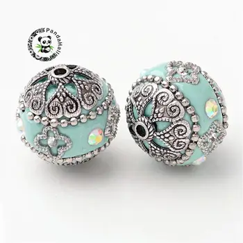 Round Handmade Grade A Rhinestone Indonesia Beads with Alloy Metal metal color cores, paleturquoise, 20mm, hole: 2mm
Round Handmade Grade A Rhinestone Indonesia Beads with Alloy Metal metal color cores, paleturquoise, 20mm, hole: 2mm