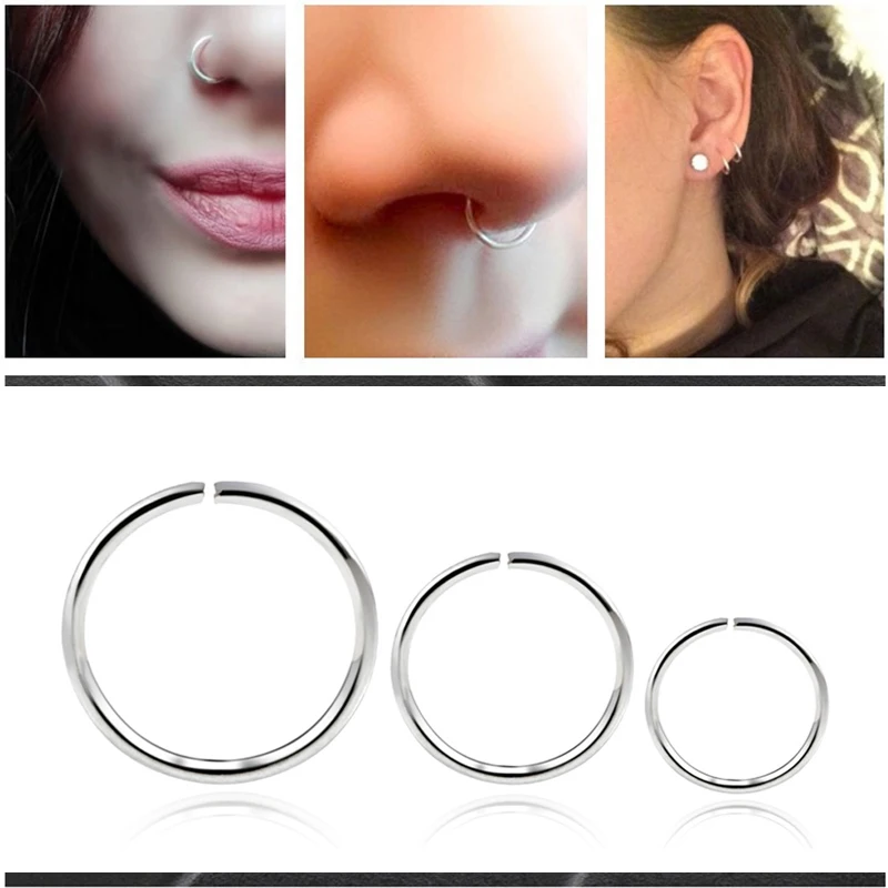 Fashion Open Circle Nose Rings Nose Studs Stainless Steel Hoop Septum Ring Round Earrings Nose Rings Women Girl Jewelry
Fashion Open Circle Nose Rings Nose Studs Stainless Steel Hoop Septum Ring Round Earrings Nose Rings Women Girl Jewelry