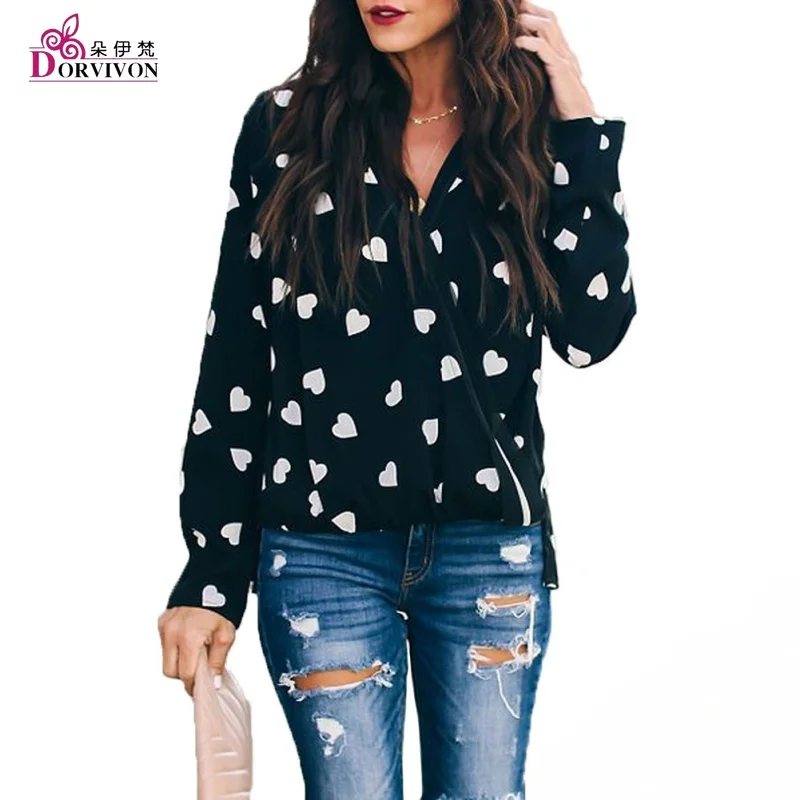 2019 Summer Blouse Women's Heart Print V-Neck Long Sleeve Loose Blouse blusas mujer de moda 2019 Women Tops and Blouses
2019 Summer Blouse Women's Heart Print V-Neck Long Sleeve Loose Blouse blusas mujer de moda 2019 Women Tops and Blouses
