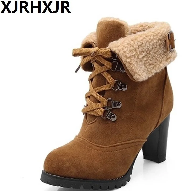 XJRHXJR Large Size 34-43 Short Boots Women Fashion Woman Shoes Leisure Add Warm Fur Lace Up Winter Ankle Boots Platform
XJRHXJR Large Size 34-43 Short Boots Women Fashion Woman Shoes Leisure Add Warm Fur Lace Up Winter Ankle Boots Platform