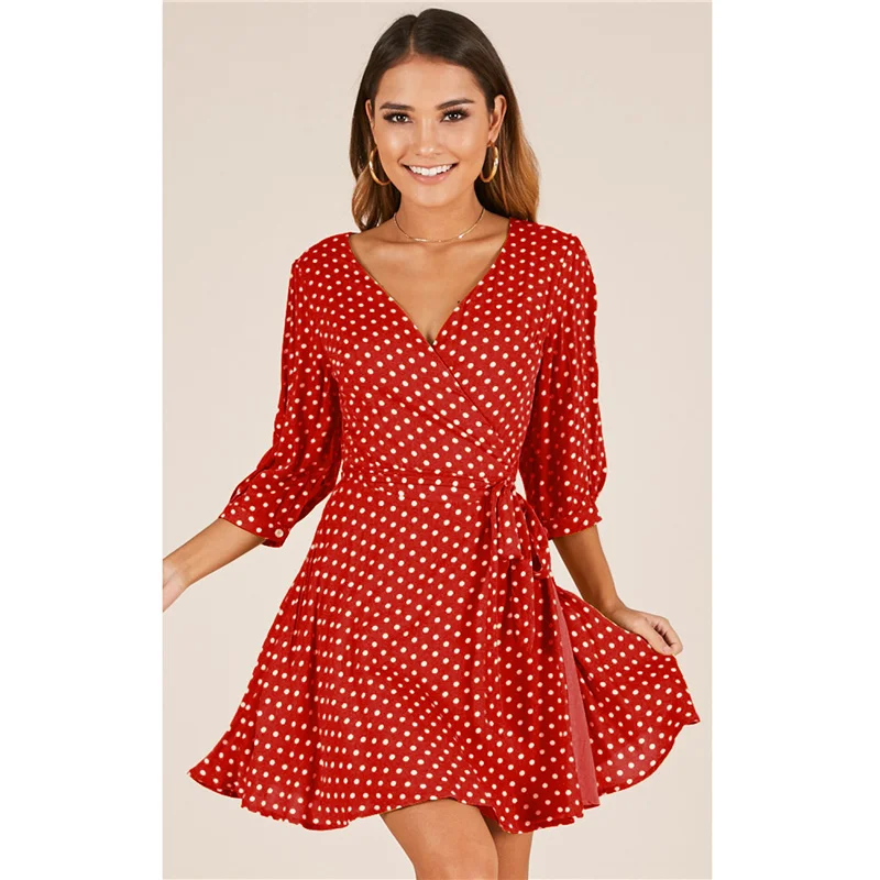 High Street V-Neck Sashes Three Quarter Sleeve Dot Pleated Dress Women Autumn Dress 2019 Lace Up Bow Waist Chiffon Women Dress
High Street V-Neck Sashes Three Quarter Sleeve Dot Pleated Dress Women Autumn Dress 2019 Lace Up Bow Waist Chiffon Women Dress