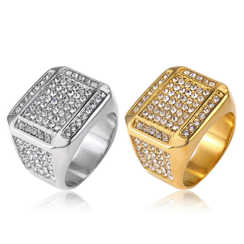 HIP Hop US 7 to 12 size Bling Iced Out Square Ring with zircon Gold Silver Color Stainless Steel Wedding Rings For Men Jewelry
HIP Hop US 7 to 12 size Bling Iced Out Square Ring with zircon Gold Silver Color Stainless Steel Wedding Rings For Men Jewelry