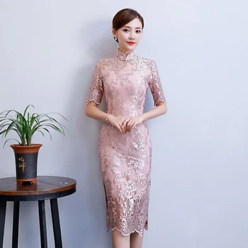 Stylish Ladies Cheongsam 2018 Summer Chinese style Knee Length Dress Womens Mandarin Collar Qipao Slim Party Dresses Vestido
Stylish Ladies Cheongsam 2018 Summer Chinese style Knee Length Dress Womens Mandarin Collar Qipao Slim Party Dresses Vestido