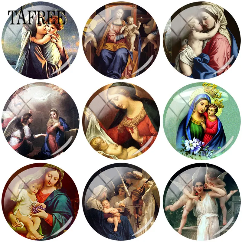 TAFREE 5pcs Virgin Mary And Children Art Painting 25mm Round Glass Cabochon DIY Cameo Pendant Settings For Keychain Necklace
TAFREE 5pcs Virgin Mary And Children Art Painting 25mm Round Glass Cabochon DIY Cameo Pendant Settings For Keychain Necklace