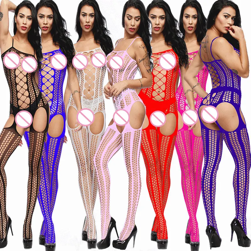 

7Color Sexy Lingerie Fishnet Bodysuits Sexy crotchless Costumes Babydoll Bodystockings Open Crotch Elasticity Body Stockings