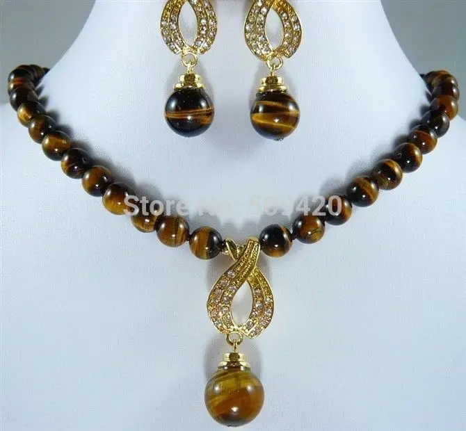 fine 10mm tiger eye stone necklace +pendant earring set Jewelry Sets Silver Quartz stone Crystal Women
fine 10mm tiger eye stone necklace +pendant earring set Jewelry Sets Silver Quartz stone Crystal Women
