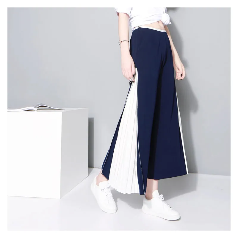 2019 Spring and Summer Wide-legged Pants Women Elastic Waist Chiffion Unique Fold Spliced Trousters Ladies
2019 Spring and Summer Wide-legged Pants Women Elastic Waist Chiffion Unique Fold Spliced Trousters Ladies