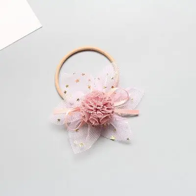 

Boutique 15pcs Fashion Cute Tulle Pom Pom Flower Elastic Hair Bands Solid Glitter Star Lace Floral Hair Ties Princess Headwear