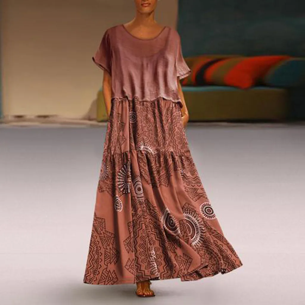 Fashsiualy women's dresses Summer Vintage Boho Dress O-neck Short Sleeve pleated dress Print Beach Holiday Long Dress vestido
Fashsiualy women's dresses Summer Vintage Boho Dress O-neck Short Sleeve pleated dress Print Beach Holiday Long Dress vestido