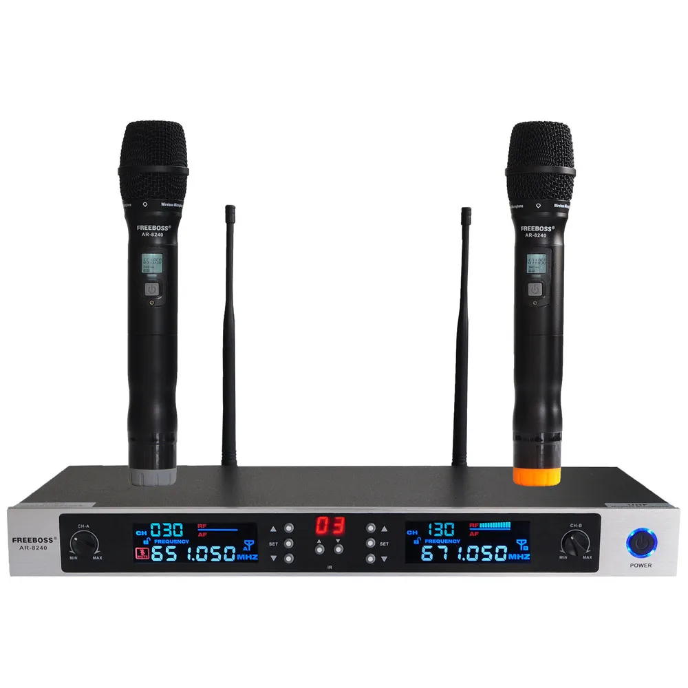 Freeboss AR-8240 UHF Wireless Microphone System Dual Channel IR Frequency Wireless Mic Karoke KTV Party UHF Dynamic Microphone
Freeboss AR-8240 UHF Wireless Microphone System Dual Channel IR Frequency Wireless Mic Karoke KTV Party UHF Dynamic Microphone