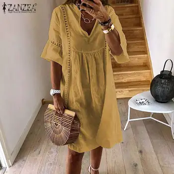2019 Summer Sundress ZANZEA Sexy V Neck Mini Dress Women Solid Loose Short Vestidos Casual Party Tunic Shirt Dresses Femme Robe
2019 Summer Sundress ZANZEA Sexy V Neck Mini Dress Women Solid Loose Short Vestidos Casual Party Tunic Shirt Dresses Femme Robe