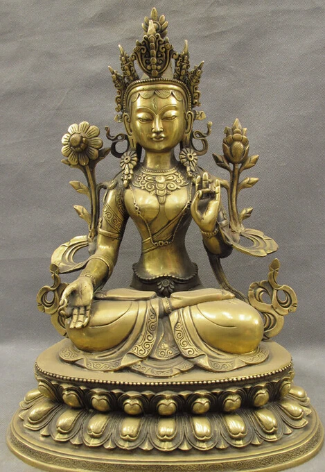 S2544 19" Tibet Bronze Buddhism Pray Bless Lotus White Tara Buddha Goddess Statue D0318
S2544 19" Tibet Bronze Buddhism Pray Bless Lotus White Tara Buddha Goddess Statue D0318