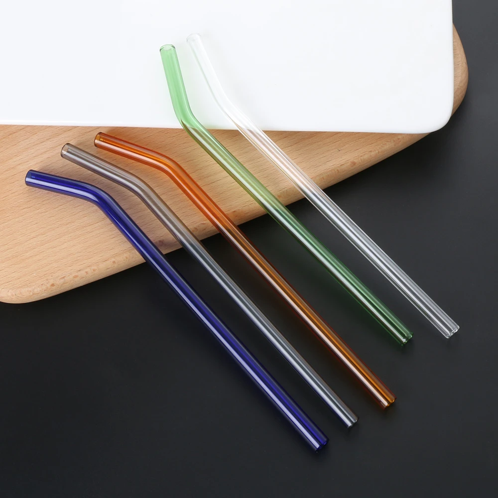 

4PCS/Lot Straight or Bend Shape Reusable Environmental Glass Health Baby Drinking Straws Wedding Birthday Party Drinking Tools