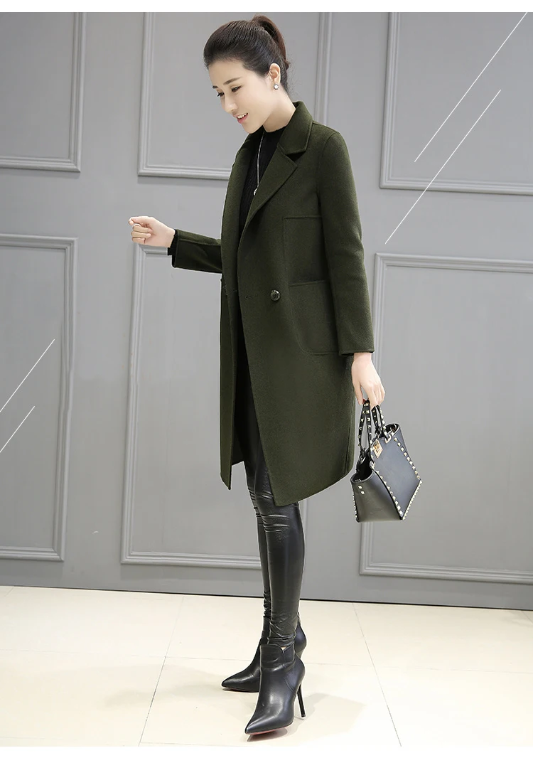 2018Spring and Autumn New Women's wool coat in the long section of the straight leisure was thin fashion women's clothing coat
2018Spring and Autumn New Women's wool coat in the long section of the straight leisure was thin fashion women's clothing coat