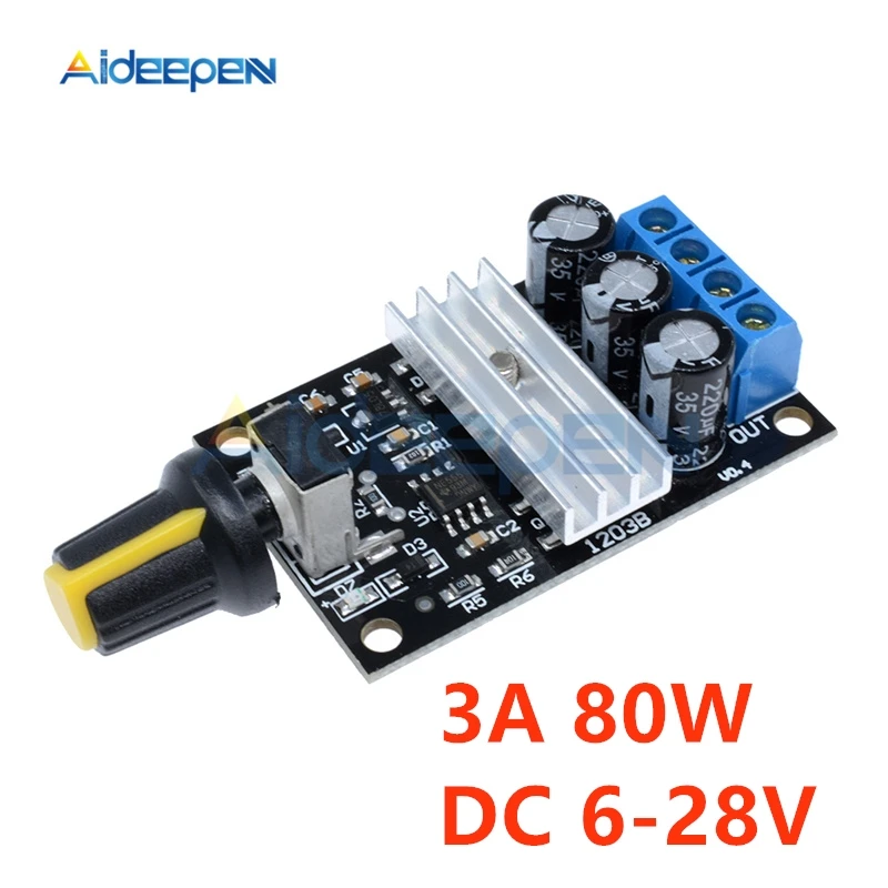 DC 6V 12V 24V 28V 3A 80W PWM Motor Speed Controller Regulator Adjustable Variable Speed Control With Potentiometer Switch 6-28V
DC 6V 12V 24V 28V 3A 80W PWM Motor Speed Controller Regulator Adjustable Variable Speed Control With Potentiometer Switch 6-28V