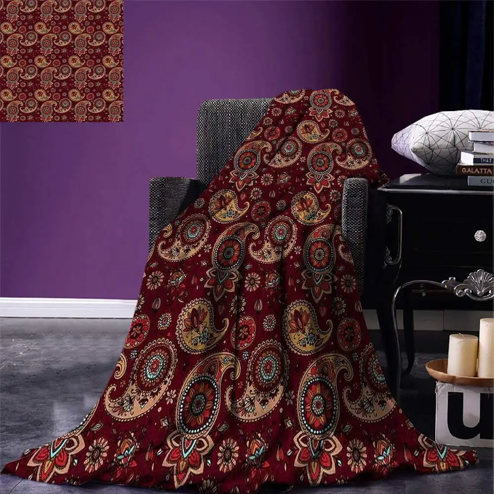 Paisley Throw Blanket Middle Eastern Culture Stylized Pattern Tribual Artwork Bohemian Flannel Blanket for Bed
Paisley Throw Blanket Middle Eastern Culture Stylized Pattern Tribual Artwork Bohemian Flannel Blanket for Bed