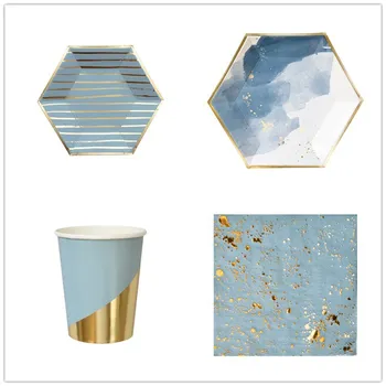 Gold Blue Birthday Party Paper Plates/Cups/Napkin Happy Birthday Party Wedding Decoration Adults Girl Boy Disposable Tableware
Gold Blue Birthday Party Paper Plates/Cups/Napkin Happy Birthday Party Wedding Decoration Adults Girl Boy Disposable Tableware