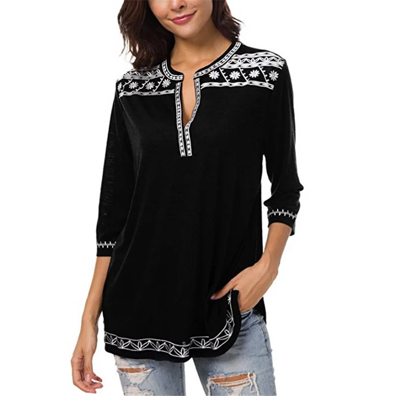 Women's Top T-shirt 2019 Women Casual Fall Three Quarter Sleeve Print Boho Shirts Autumn V-Neck Loose T-shirt Plus Size 5XL
Women's Top T-shirt 2019 Women Casual Fall Three Quarter Sleeve Print Boho Shirts Autumn V-Neck Loose T-shirt Plus Size 5XL