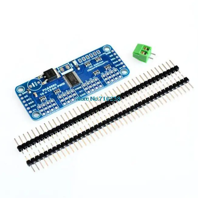 DIY KIT 16 Channel 12-bit PWM/Servo Driver-I2C interface-PCA9685 or Raspberry pi shield module servo shield
DIY KIT 16 Channel 12-bit PWM/Servo Driver-I2C interface-PCA9685 or Raspberry pi shield module servo shield