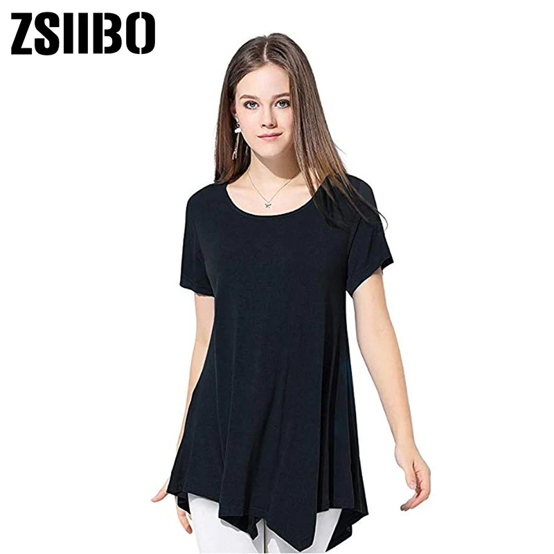 2019 Summer Women tunic Top short sleeve Blouse Loose Long Shirt irregular Solid color Tops Plus Size Women Clothes
2019 Summer Women tunic Top short sleeve Blouse Loose Long Shirt irregular Solid color Tops Plus Size Women Clothes
