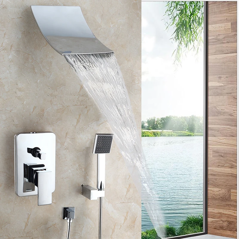 Набор смесителей для душа Водопад ручной душ с хромированной отделкой настенный
