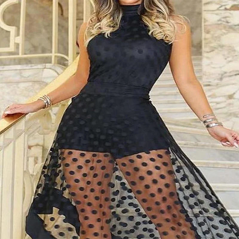 Sheer Dot Mesh Overlay Women Rompers Playsuit Female One Piece Overalls Jumpsuit
Sheer Dot Mesh Overlay Women Rompers Playsuit Female One Piece Overalls Jumpsuit