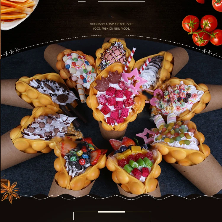 Fake ice cream egg waffle model display ; Simulation food eggettes puff egg bubble waffle model sample dessert display
Fake ice cream egg waffle model display ; Simulation food eggettes puff egg bubble waffle model sample dessert display