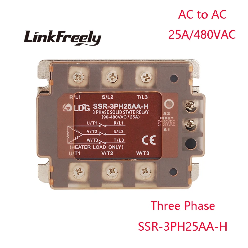SSR-3PH25AA-H LED Three Phase AC Solid State Relay 25A Output:90- 480VAC Input:80-250V AC control AC SSR Relay Switch Board
SSR-3PH25AA-H LED Three Phase AC Solid State Relay 25A Output:90- 480VAC Input:80-250V AC control AC SSR Relay Switch Board
