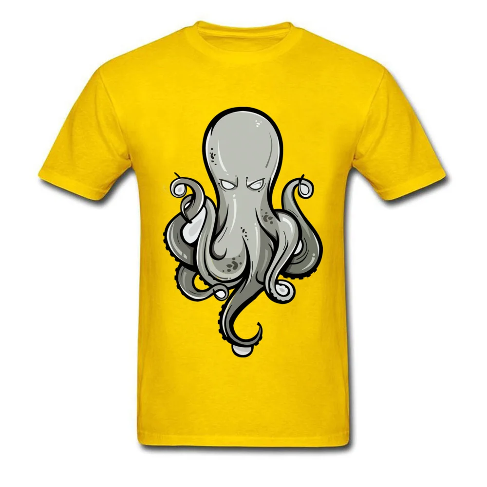 Men Slim Fit Normal T Shirt O-Neck April FOOL DAY 100% Cotton Fabric Top T-shirts Printed Short Sleeve KRAKEN Tee Shirts KRAKEN yellow