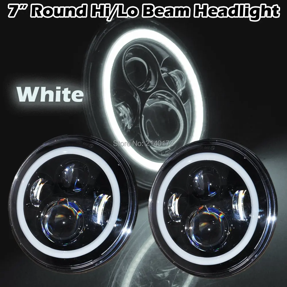 

7'' LED Car Motorcycle DRL Fog Light White Angel eyes IP67 For Harley Jeep Wrangler JK Hummer 7inch round led headlight 40W