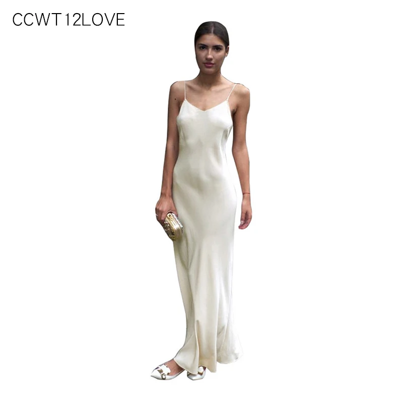 Solid Satin Summer Dress White Women High Street Ladies Casual Dresses Long V Neck Backless Ankle Length Beach Dress 2019
Solid Satin Summer Dress White Women High Street Ladies Casual Dresses Long V Neck Backless Ankle Length Beach Dress 2019