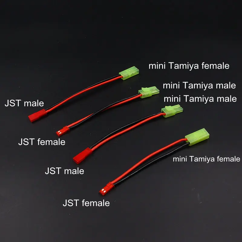 JST to mini Tamiya male female connector adapter converter lead 10cm 18AWG soft siliocne wire for RC hobby battery plug wiring
JST to mini Tamiya male female connector adapter converter lead 10cm 18AWG soft siliocne wire for RC hobby battery plug wiring