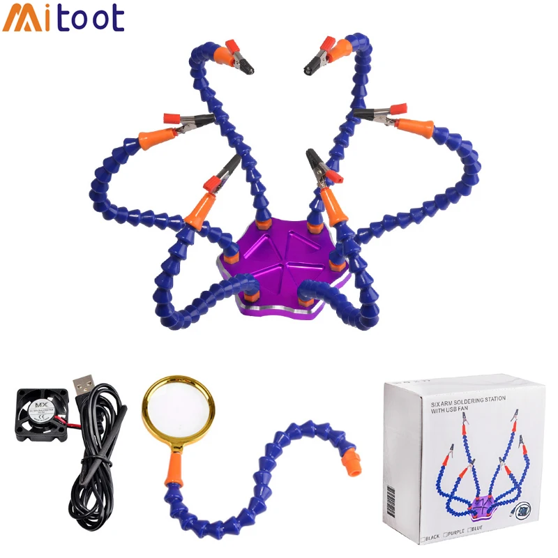 Helping Hands Third Hand Soldering Tool 6 Flexible Arms Six Arm Soldering Station With Swiveling Alligator Clip for RC Drone
Helping Hands Third Hand Soldering Tool 6 Flexible Arms Six Arm Soldering Station With Swiveling Alligator Clip for RC Drone