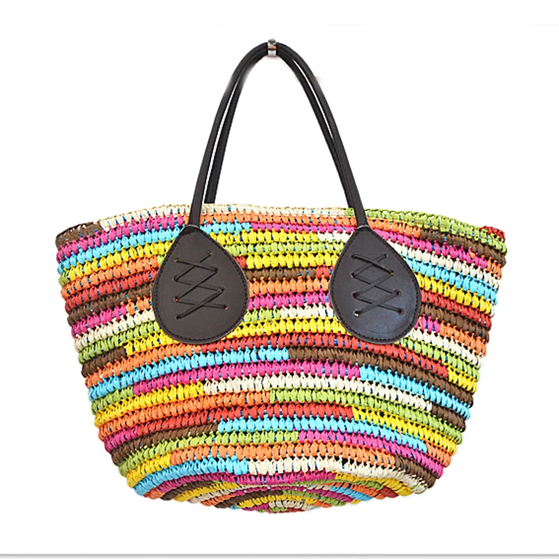 2016 new summer fashion Rainbow color large straw bag Prepare package beach bag high-capacity beach colorful big ears handbags
2016 new summer fashion Rainbow color large straw bag Prepare package beach bag high-capacity beach colorful big ears handbags