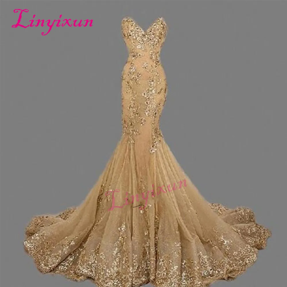 Turkey Gold Evening Dresses Long Women Sequined Applique Crystals Lace up Back Mermaid Elegant Prom Dress Robe de Soiree 2018
Turkey Gold Evening Dresses Long Women Sequined Applique Crystals Lace up Back Mermaid Elegant Prom Dress Robe de Soiree 2018