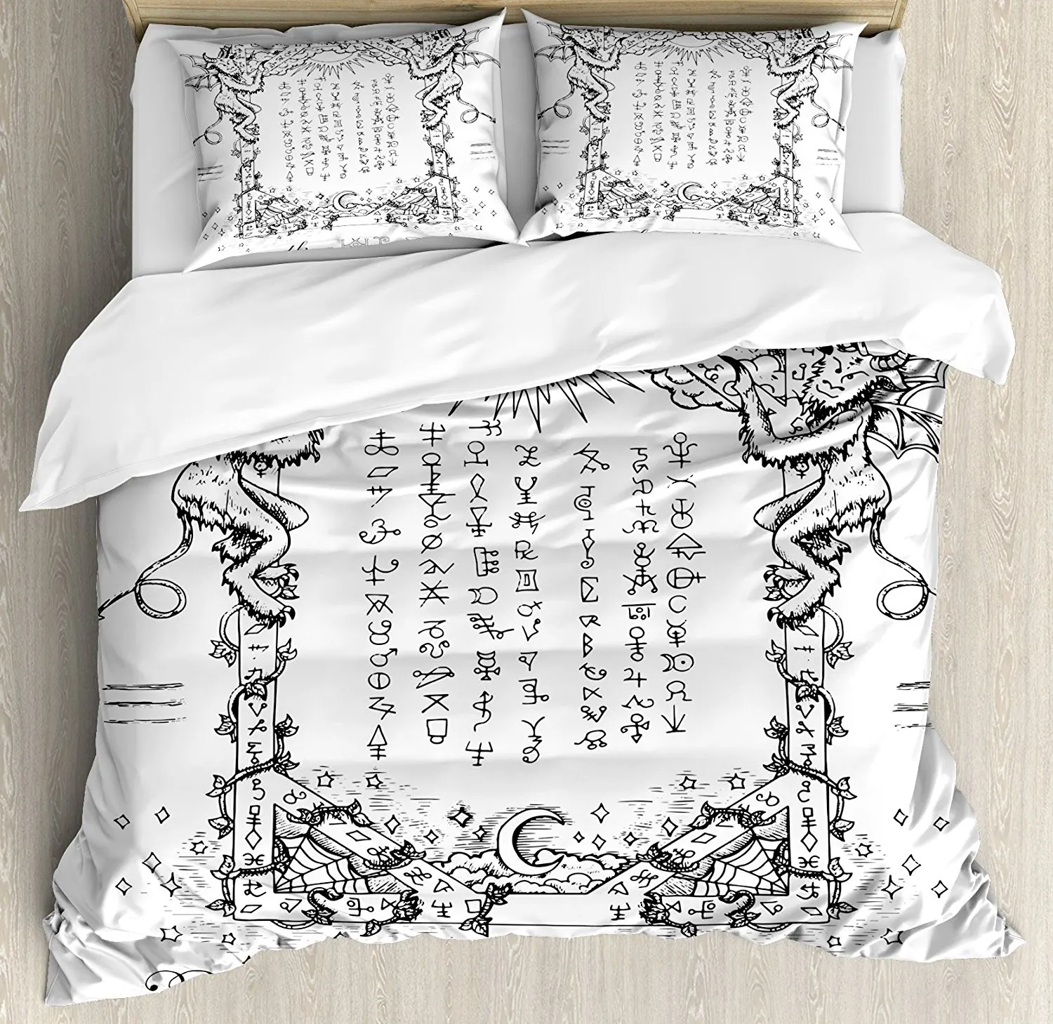 Occult Duvet Cover Set Gothic Medieval Magic and Spell Symbols Eternal Life Ritual Chart Themed Artwork 4 Piece Bedding Set
Occult Duvet Cover Set Gothic Medieval Magic and Spell Symbols Eternal Life Ritual Chart Themed Artwork 4 Piece Bedding Set