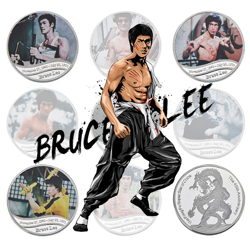 WR Bruce Lee Commemorative Metal Coin 8pcs Silver Plated Challenge Coin Kungfu Super Star Silver Coin for Birthday Gifts
WR Bruce Lee Commemorative Metal Coin 8pcs Silver Plated Challenge Coin Kungfu Super Star Silver Coin for Birthday Gifts