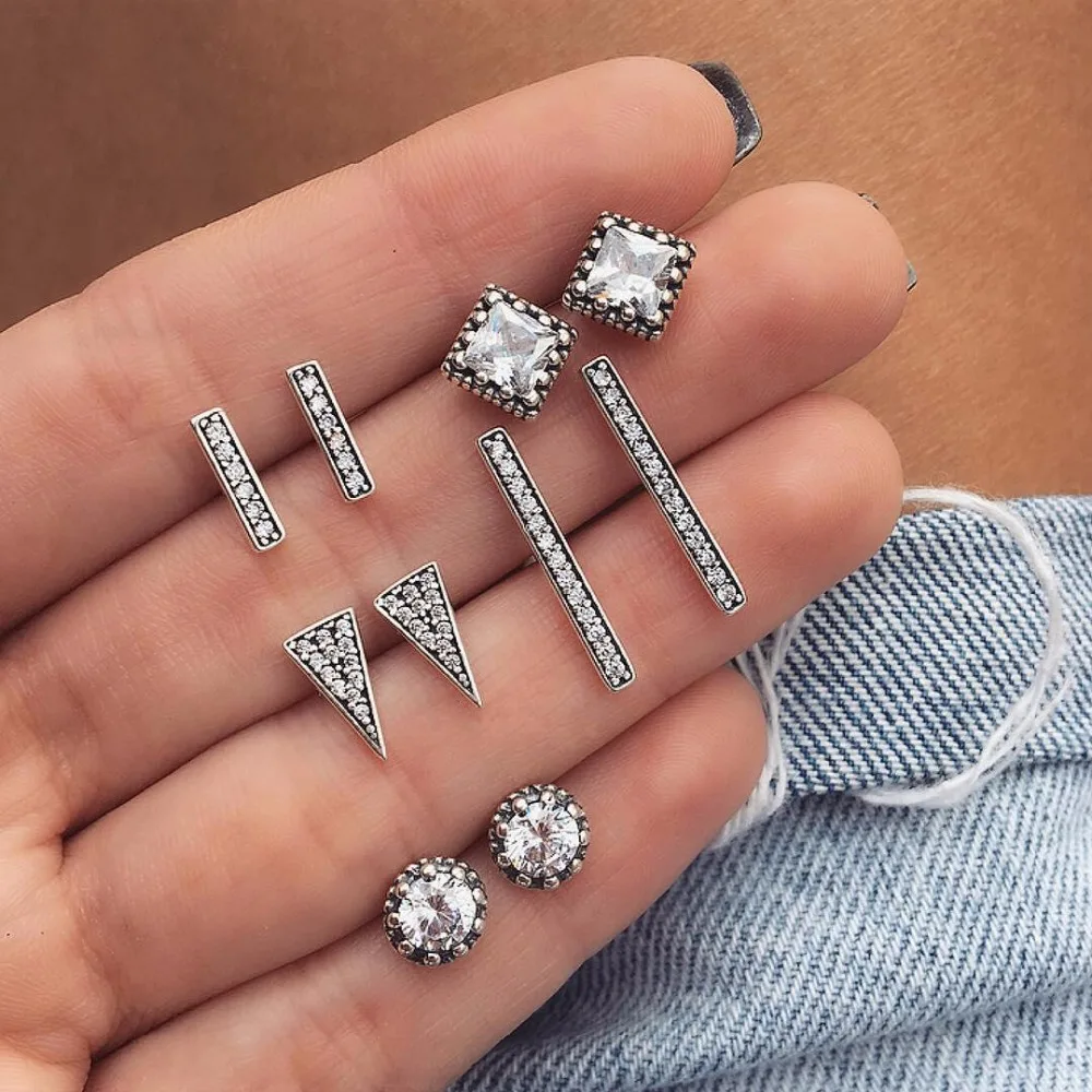 5 Pairs/Set Fashion Square Triangle Round Geometry Crystal Silver Earrings For Women Female Earrings Set Simple Jewelry Gift
5 Pairs/Set Fashion Square Triangle Round Geometry Crystal Silver Earrings For Women Female Earrings Set Simple Jewelry Gift