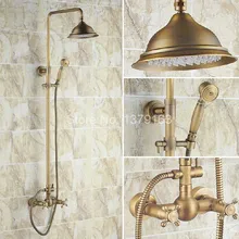 Antique Brass Dual Cross Handles Rain Bathroom Shower Faucet Set + Telephone Style Hand Shower ars109
Antique Brass Dual Cross Handles Rain Bathroom Shower Faucet Set + Telephone Style Hand Shower ars109