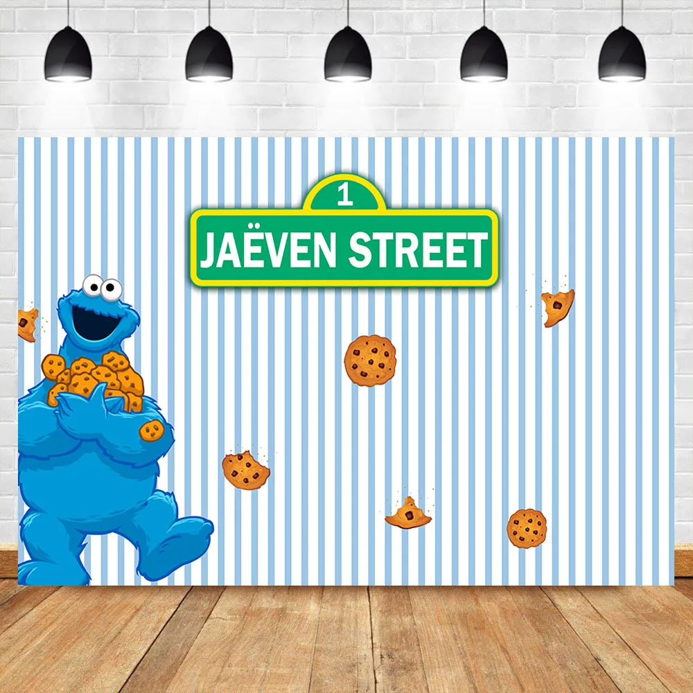 Neoback Sesame Street Birthday Party Photography Background Blue Stripes Cartoon Cookie Monster Background Studio Photo 
Neoback Sesame Street Birthday Party Photography Background Blue Stripes Cartoon Cookie Monster Background Studio Photo