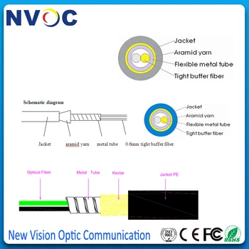 Single Mode,YOFC G652D(0.6 or 0.9mm Tight Buffer Fiber),Dia:2.0 or 3.0mm,PVC LSZH Jacket,Duplex Twin Armored Fiber Optic Cable
Single Mode,YOFC G652D(0.6 or 0.9mm Tight Buffer Fiber),Dia:2.0 or 3.0mm,PVC LSZH Jacket,Duplex Twin Armored Fiber Optic Cable
