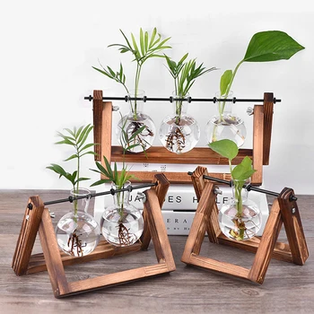 Desktop Glass Planter Vase with Retro Solid Wooden Stand and Metal Swivel Holder for Hydroponics Plants Home Garden Supplies
Desktop Glass Planter Vase with Retro Solid Wooden Stand and Metal Swivel Holder for Hydroponics Plants Home Garden Supplies