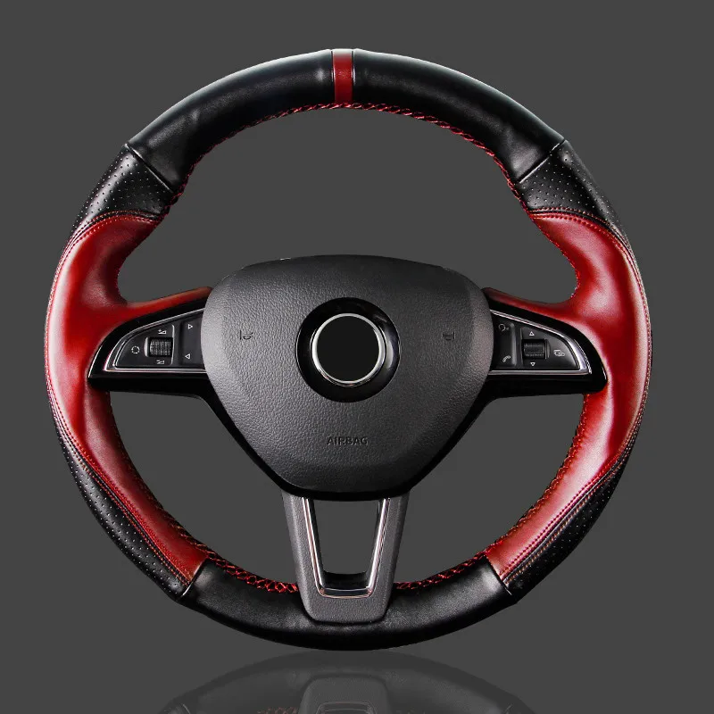Genuine Leather Car Steering Wheel Cover Hand Sewing Covers for Skoda Kodiaq 2017 2018 Styling Accessories
Genuine Leather Car Steering Wheel Cover Hand Sewing Covers for Skoda Kodiaq 2017 2018 Styling Accessories