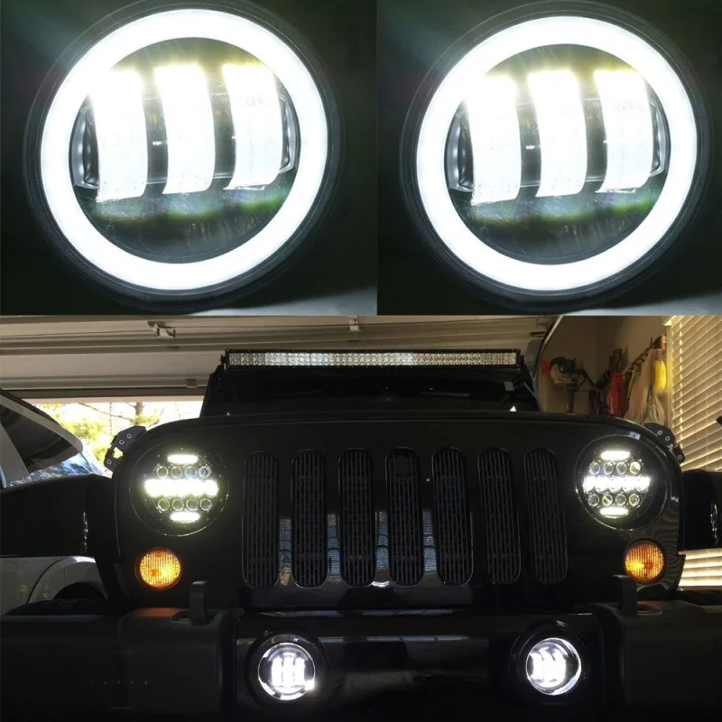 Фото 4 Inch Led Fog Light With DRL Lamp Halo Angel Eyes " LED For Jeep Wrangler | Автомобили и мотоциклы