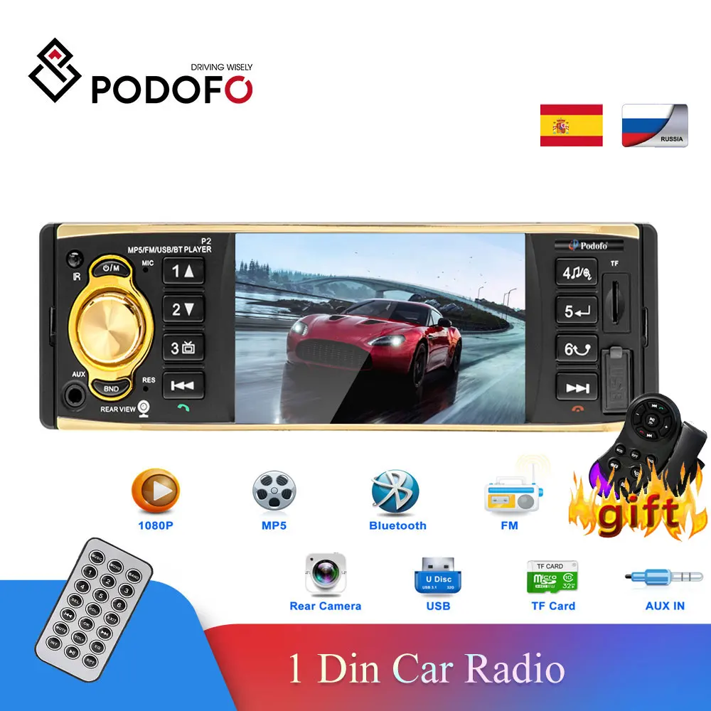 Podofo 1 Din Car Radio 4'' TFT Autoradio Stereo Car Mp3 Player Bluetooth Remote Control USB In-dash Cassette Recorder Stereo
Podofo 1 Din Car Radio 4'' TFT Autoradio Stereo Car Mp3 Player Bluetooth Remote Control USB In-dash Cassette Recorder Stereo