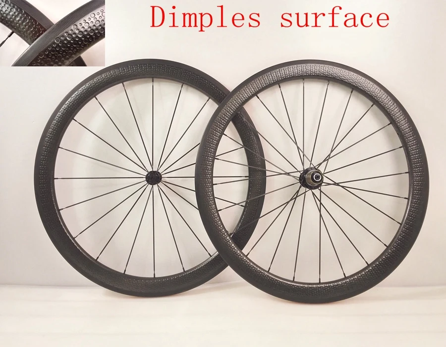 

custom carbon wheels 700cc-45mm dimple clincher/tubular carbon road bike frame wheels with powerway R51 hubs straight pull