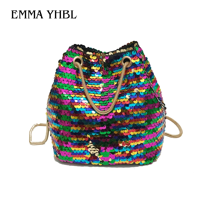 EMMA YHBL Sequined belt bucket bag new chain with a small shoulder bag personality shiny purse slung lady handbag
EMMA YHBL Sequined belt bucket bag new chain with a small shoulder bag personality shiny purse slung lady handbag